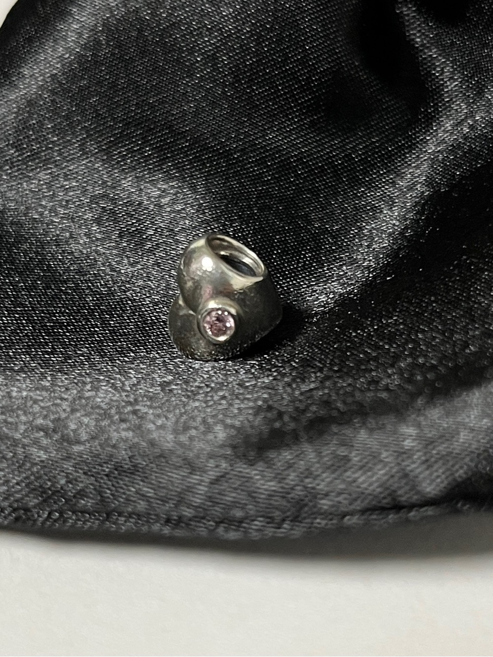 Pandora Silver Heart Charm with Pink Accent Stone - Picture 2 of 3